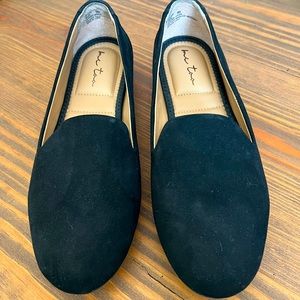 Leather Faux Suede Black Loafers, size 9